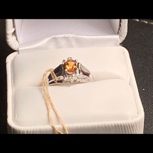Certified Citron Diamond 10k White Gold Ring